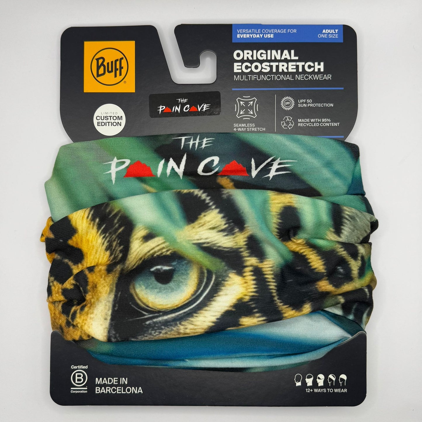 'The Pain Cave' Jaguar Buff Original EcoStretch Multifunctional Snood