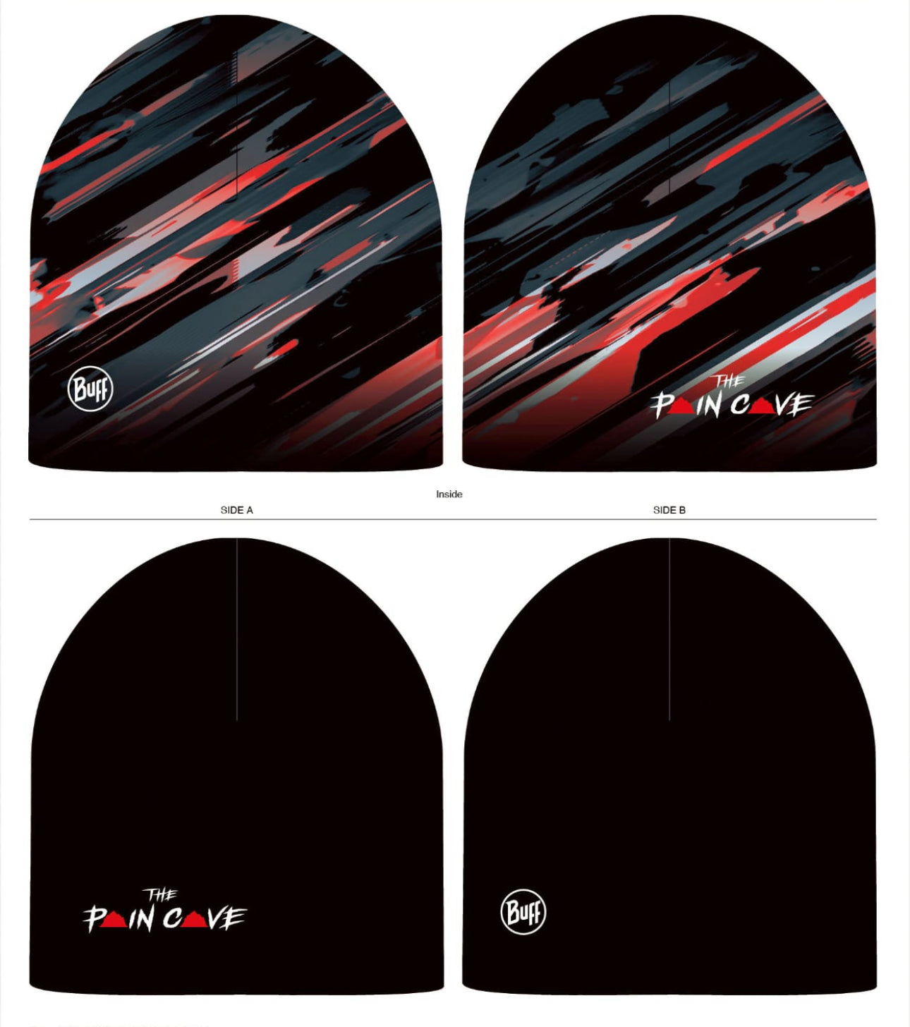 'The Pain Cave' / Buff Thermonet Reversible Beanie (Storm Red)