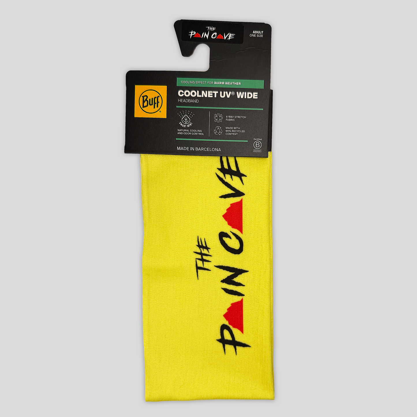 'The Pain Cave' Coolnet UV Wide Headband (Yellow)
